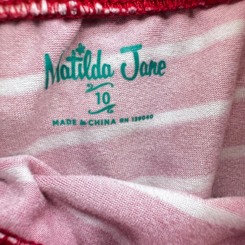 Matilda Jane Kids Christmas Tree Pajama Set Size 10‎ Red Green Stripe Holiday